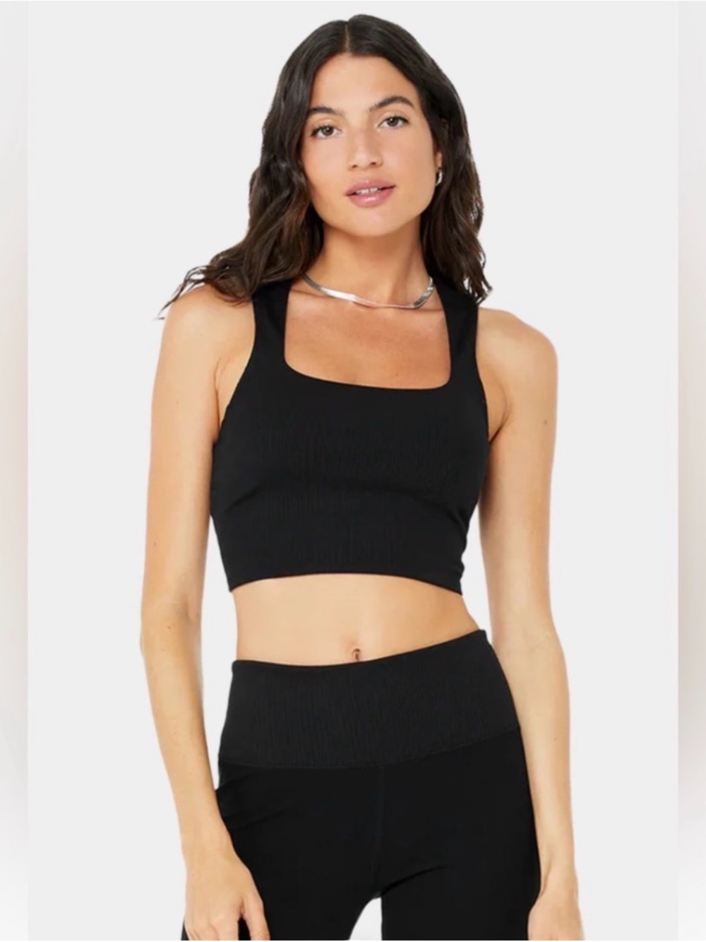 ALO Yoga Chic Ribbed Bra Tank, Black, Medium
